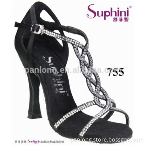 Diamond Black Classic Women Latin Ballroom Shoes